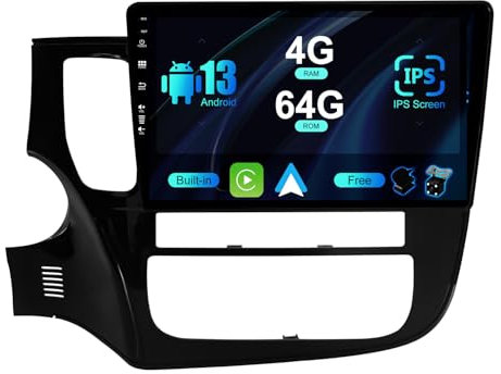 SXAUTO Android 10 Autoradio Para Mitsubishi Outlander (2012-2018) - 4G+64G - Built-in DSP+Carplay+Android Auto - GRATIS Cámara MIC - Apoyo Dab Fast-Boot 4G WiFi Volante 360-Cámara - 10.1 Pulgada 2 DIN