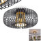 Deckenleuchte Oravi, runde Deckenlampe aus Metall in Schwarz/Goldfarben, 1-flammig, E27-Fassung, ohne Leuchtmittel, Ø 40 cm, Retro/Vintage Leuchte mit tollem Lichteffekt durch Gitter-Optik