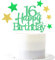 Glittery 16th Happy Birthday Cake Topper with Star,Personalised 16 Birthday Cake Toppers Party Decorations Party Supplies for Boys Girls Green Gold