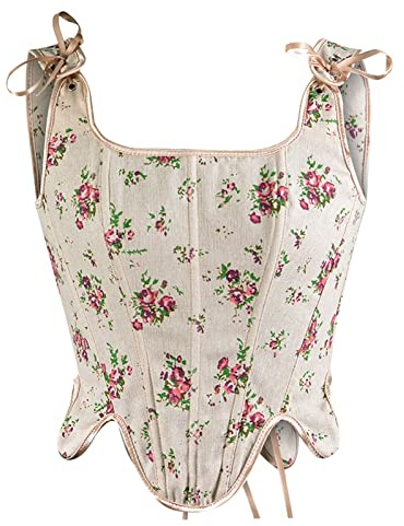 AMhomely Corset Tops for Women Rococo Cropped Tank Tops Lace Up Corset Bustier Elegant Baroque Belt Overbust Lingerie