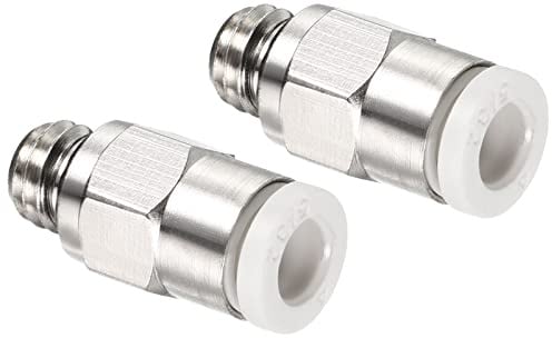 PATIKIL M6 Push to Fit 4mm OD Hose Connect Fittings, 2 Pack Straight Coupling Adapter for Gas Pneumatic Air Flow Transition, White & Silver Tone
