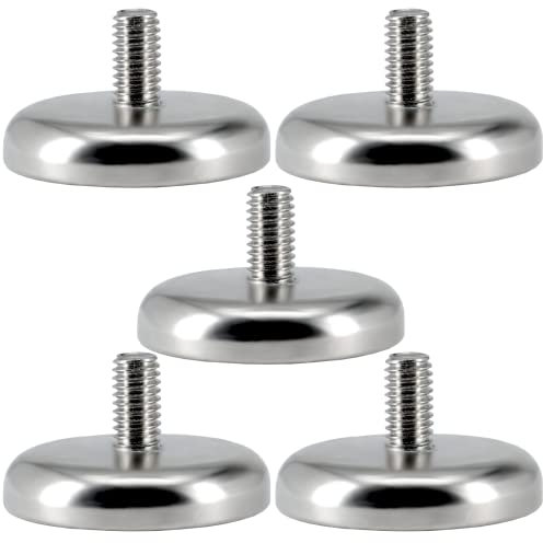 [5 Stück] Neodym Magnete mit Gewinde - M6 Gewindebolzen 32mm Magnet mit 35Kg Zugkraft Topfmagnet Außengewinde Flachgreifer Super Stark