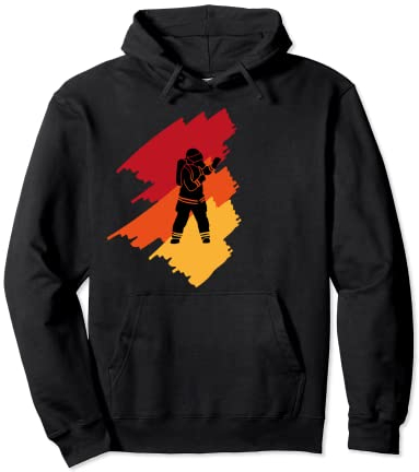 Feuerwehrmann mit Helm, Schutzanzug und Maske Ausrüstung Pullover Hoodie