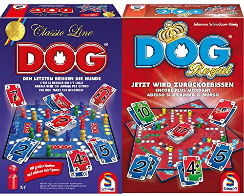 Schmidt Spiele 49412 Dog in der Classic Line, Extra große Spielfiguren aus Holz, Große Karten, Bunt & 49267 Dog Royal