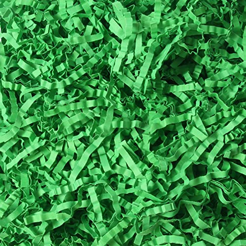 JINZOFLY Crinkle Cut Paper Shred Filler, Geschreddertes Papier für Geschenkbox, Crinkle Paper Cut Paper Ostern Gras Seidenpapier für Geschenkverpackung & Korbfüllung (Grün)