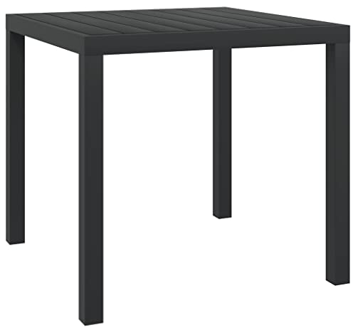 FIRBNUS Gartentisch 80x80x74 cm Garten Esstisch Wetterfest Schwarz Tisch Balkontisch Beistelltisch Outdoor Tischplatte Esszimmertische Sideboard Kaffeetisch für Terrasse WPC Aluminium