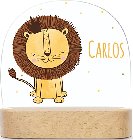 GRAVURZEILE Personalisiertes LED Nachtlicht für Kinder - Löwe Design - Personalisiert mit Namen - Nachttischlampe für das Kinderzimmer - Geschenk für Kinder & Babys - Baby Geschenk