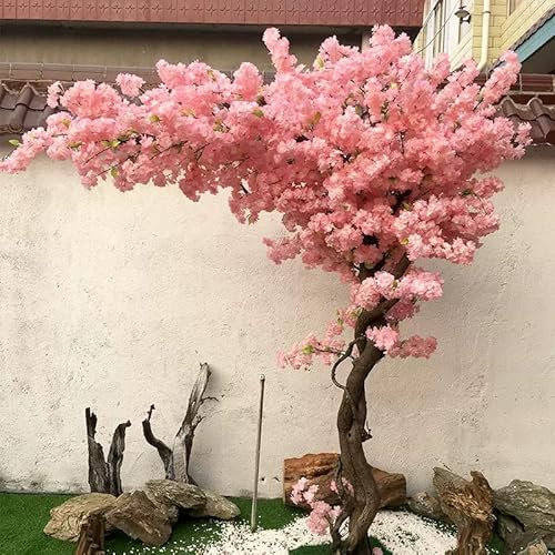 Realistische, große, künstliche Kirschblütenbäume mit Holzstielen, perfekte Heimdekoration, Nachbildungen mit lebensechten Blättern und atemberaubendem Sakura-Design