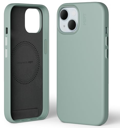 MOFT Magnetische Hülle für iPhone 15 Kompatibel mit MagSafe, MOVAS Vegane Lederhülle, Weiches Berührungsgefühl, Farbbeständigkeit, Kratz- & Schmutzabweisend, Leicht zu Reinigen, Seafoam