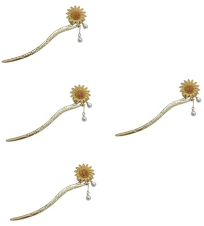 FRCOLOR 4pièces Barette à Cheveux Fleurs Avec Frange Cascade Accessoire Élégant Pour Chignon Pour Femmes Et Filles Parfait Pour Occasions Spéciales