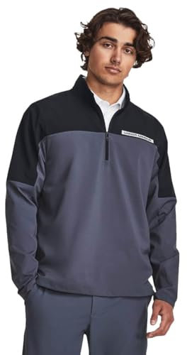 Under Armour UA Storm Windstrike Pull de golf coupe-vent demi-zippé, Noir/gris averse/Blizzard, XXL