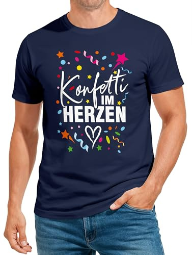 MoonWorks® Herren T-Shirt Fasching Karneval Konfetti im Herzen Kostüm-Ersatz Verkleidung Faschingskostüme Männer Funshirt
