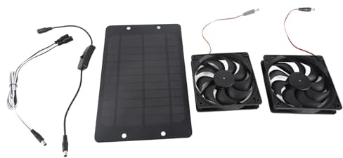 Jeffergarden Kit de ventilador de panel solar de 20 W de bajo consumo con interruptor de encendido/apagado, adecuado para invernaderos de autocaravanas, casas de mascotas