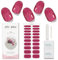 JMEOWIO Gel Nail Stickers Red Glitter Semi Cured Gel Nail Strips Wraps UV/LED Nails Art Design Decoration Accessories