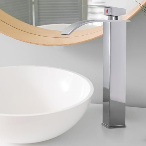 Rubinetto Bagno Lavabo Cascata Miscelatore Monocomando - Altezza 300mm - Freddo e Caldo (Cromo)