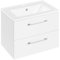 Yaheetech Wall Mounted Bathroom Vanity Unit with Ceramic Basin, Floating Bathroom Vanity Cabinet with 2 Drawers, Storage Ceramic Vessel Sink, 610mm, White