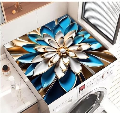 Highdi Housse de Protection pour Machine à Laver Top, Coussin de Machine à Laver Antidérapant Housse de Machine à Laver pour Machine à Laver Ou Sèche-Linge (40 * 40cm,Nouvelles Fleurs 5)