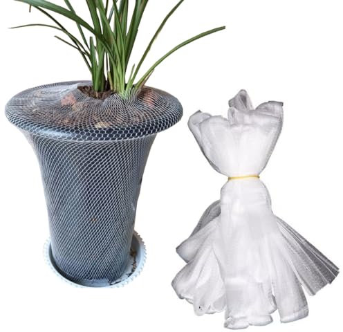 SquEqu 10 Meter Plant Pots Nettting Mesh Cover Elastic Sleeve Cat Barrier Protection Net Potting Mix Bark Keeper for Orchid Pot Flower Clay Ceramic Barrel Planters Bonsai Terracotta Succulents