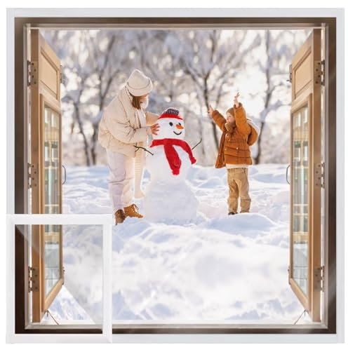 Kit D'Isolation Transparent pour Fenêtre D'Hiver, Kit D'Isolation de Fenêtre Contre La Chaleur Ou Le Froid, Film de Fenêtre Résistant Aux Intempéries, 125x160cm Film Isolant pour Fenêtre Blanc