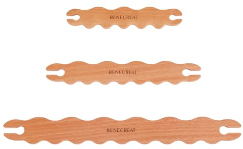 BENECREAT 3-teiliges Webwerkzeug aus Holz, gewellte Weberschiffchen aus Buchenholz, DIY-Webwerkzeug, Weberschiffchen für Kunsthandwerk, Strickprojekte, 15/19,5/29,5 cm