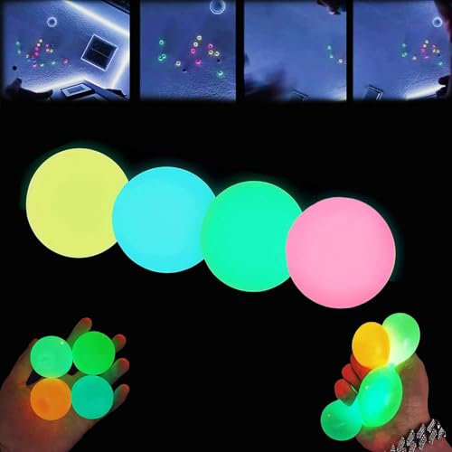 Goniome Glorbs Bälle, Deckenkugeln, Hüpfen Sie zurück zu Ihnen, Glow in The Dark Sticky Balls, Stressbälle für Kinder und Erwachsene, Traumbälle leuchten im Dunkeln