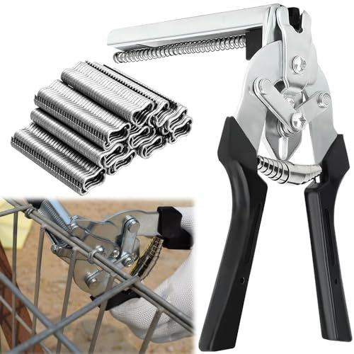 Hog Pinza ad anello, pinze di fissaggio per recinzione, Tipo M pinza per anelli con 600 morsetti per pinza di recinzione per fissaggio reti, recinzioni, gabbie per animali domestici