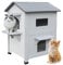 Zweistöckige Outdoor Katzenhaus mit Balkon, Outdoor Katzenhaus 2-stöckige Kunststoff wetterfest verwilderte Katze Gehege Unterschlupf mit Fluchttür - weiß