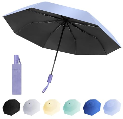 UKOFEW Parapluie Pliant Automatique, Parapluie Anti Vent, Ombrello con Protezione UV, Umbrella Portable, 8 Sections Parapluie Resistant pour Hommes, Femmes et Enfants(Violet)