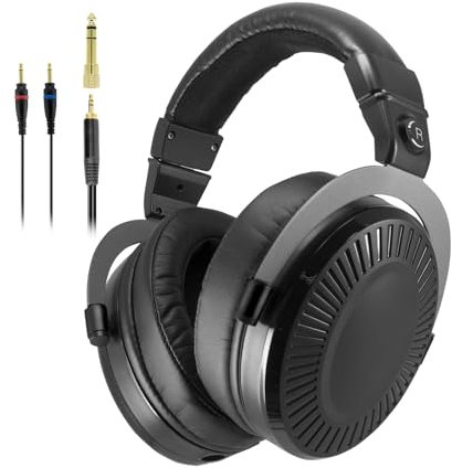 Yo-Tronics YTH-880 Wired Over-Ear Headphones, Hi-Res Studio Monitor, 50mm Driver 3.5/6.3mm Wired Audio Jack with 9.8ft Cable for Computer Recording Streaming Podcast Keyboard Guitar, Black