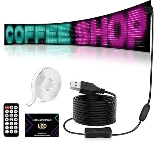 Car Led Sign, App/Remote Control Flexible Programmable Car Led Interior Lights, USB 5v Car Custom Text Pattern Led Display Board Matrix Panel, Car Gadgets for Men,E
