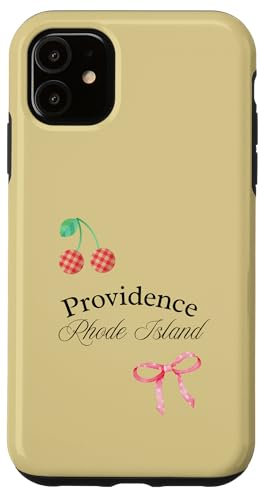 Pink Ribbon Providence Rhode Island Cherries Aesthetic Case for iPhone 11