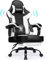 minnouat Gaming Stuhl, Bürostuhl Ergonomisch mit Teleskopische Fußstütze, Gaming Chair mit Kopfstütze und Lendenwirbelstütze,Gaming Sessel gepolstert 150 kg, höhenverstellbarer Gamer Stuhl,Weiß