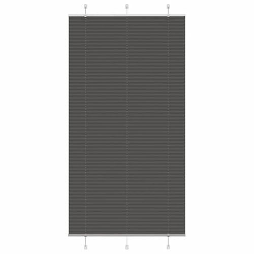 Plissee Schwarz 105x200 cm - 100% Polyester, lichtundurchlässig, perfekt für Schlafzimmer & Wohnzimmer, & pflegeleicht