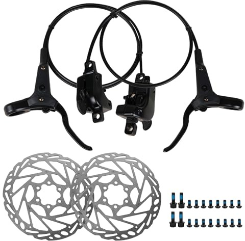 Bike Hydraulic Brakes Set, Front 750mm Rear 1600mm 2 Piston Kit with 160mm 6-Bolt Disc Brake Rotor, Aluminum Allloy Lever,Disc thickness 2.3 mm,Bracket, Calipers,fit MTB Mountain City Electric Bike
