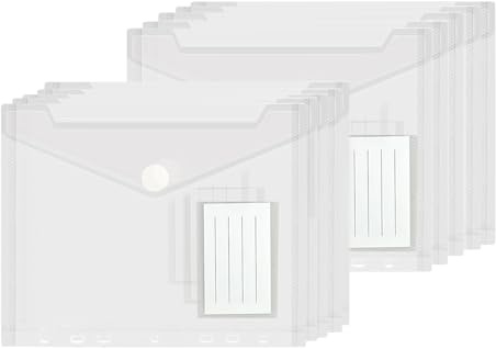 FAINCA 10 Pièces Pochette A5 Pochette Plastique A5 avec 7 Trous Réservés Enveloppe Plastique Transparent Porte-Documents Imperméable Résistant l'Huile pour Organiser Documents Devoirs