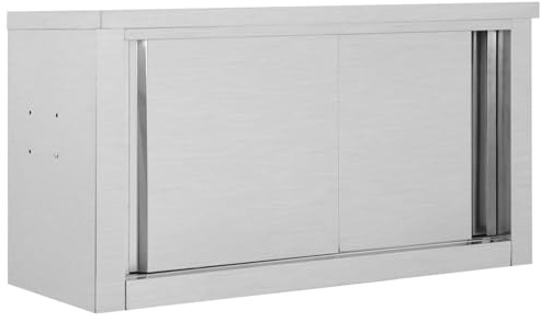 Tidyard Wandhängeschrank mit Schiebetüren 90×40×50 cm Edelstahl, Wandschrank Küchenschrank Hängeschrank für Küche Badezimmer Wohnbereich