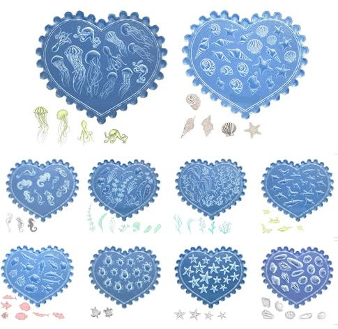 3D Shell Starfish Silicone Nail Molds, 10 Pcs Ocean Themed Nail Art Mold Carving Template, Summer Beach Style Nails Design Tools Nail Mould for Manicure Decoration Accessories