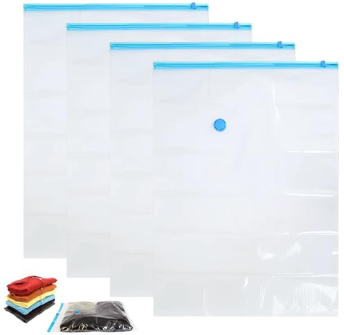 Vacuum Pack Bags For Clothes, 4 Pack Small Vacuum Storage Bags For Travel, Space Saving Storage Bags Vacuum Pack For Duvets, 35x50cm