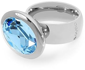 Qudo TIVOLA big silber Ring Edelstahl aquamarine (hellblau) (56 (18))
