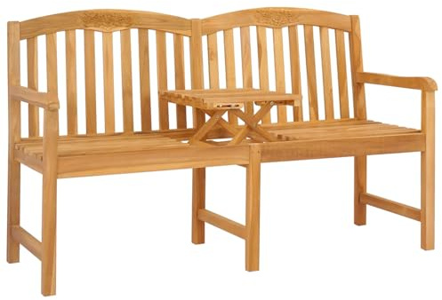 vidaXL Handgefertigte Rosenbank Natur 150,5 x 60 x 95 cm, Teakbank für den Garten, gemütliche Sitzgelegenheit, rustikales Patio-Möbel, wetterfestes beige Holz