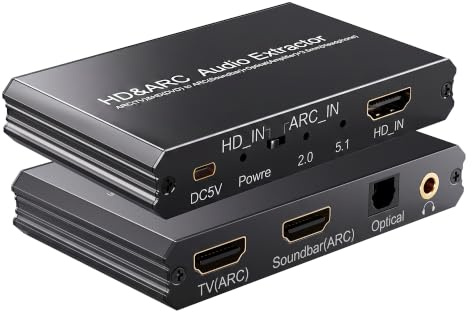 YEUGICEO HDMI ARC Audio Extractor 4k 60Hz, eARC to Optical Converter | Support CEC Volume Control ,Compatible with PCM2.0 /Dolby5.1 /DTS 5.1 for DVD ,Fire TV Stick,HDTV to Soundbar,Amplifier
