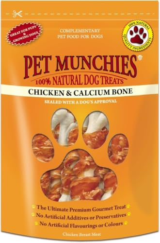 Pet Munchies Chicken and Calcium Bones Dog Treats, Premium Dog Chews with Natural Real Meat, Low in Fat and High in Protein 100g