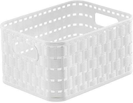 Rotho Country Aufbewahrungskorb 2l in Rattan-Optik, Kunststoff (PP) BPA-frei, weiss, A6/2l (18.3 x 13.7 x 9.8 cm), Weiß