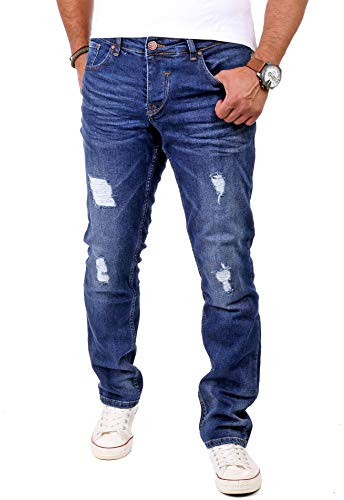 Reslad Jeans Herren Destroyed Look Slim Fit Denim Strech Jeans-Hose RS-2062