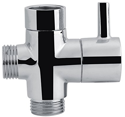 DEWIN Dusch Umstellventil,3 Wege T Form Umstellung,Chrom Absperrventil für Dusche WC Bidet Sprayer Wasseradapter