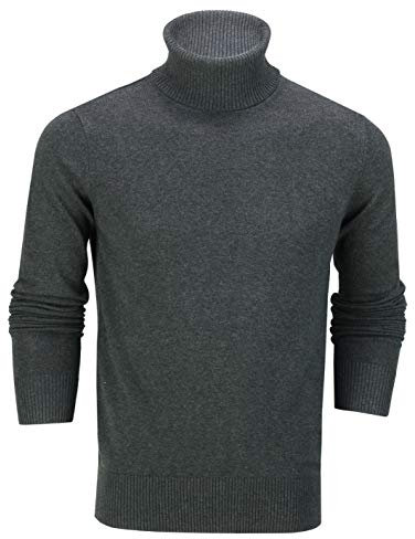 Xposed Mens Roll Neck Jumper Soft Cotton Fine Knitted High Turtle Polo Pullover Top[JUMPER-G1808,2XL,Grey]