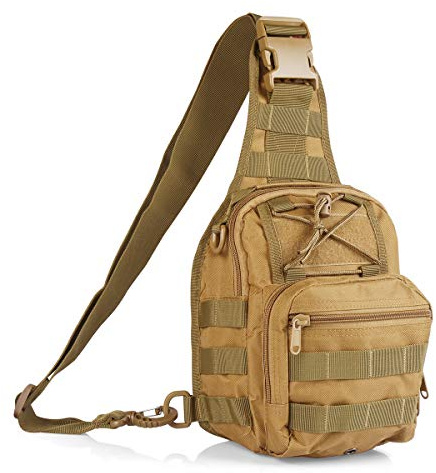 ROARING FIRE Taktische Einzel-Umhängetasche, Crossbody-Militär-Rucksack, Molle-Assault Sling-Rucksack für EDC, Camping, Wandern, Trekking, Radfahren und Outdoor-Sportarten