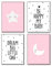 4Good Bilder Kinderzimmer Modern Nordic Moon Stars Sun Sonne mond Sterne Bilder Set Jungen mädchen babyzimmer (Mond Pink A4)