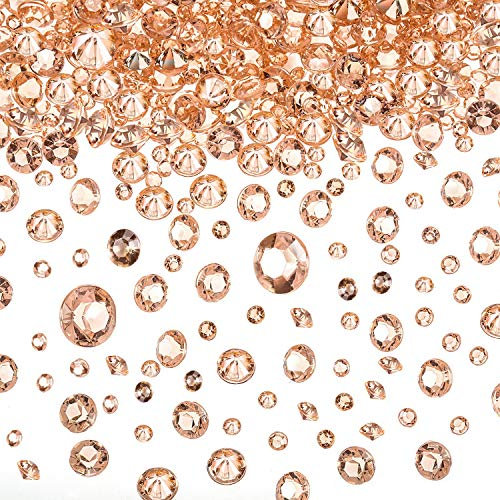 10000 Clear Wedding Table Scatter Confetti Crystals Acrylic Diamonds Rhinestones for Table Centerpiece Decorations Wedding Decorations Bridal Shower Decorations Vase Beads (Rose Gold, 3/6/ 10 mm)