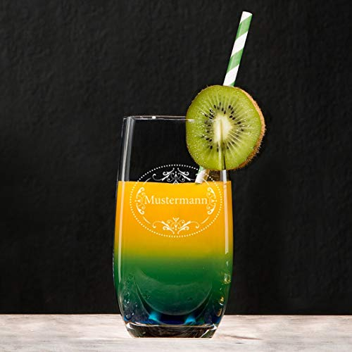 Manutextur Longdrinkglas mit Spruch - viele Motive - mit individueller Gravur - personalisiert - Glas - klar - persönliches Geschenk
